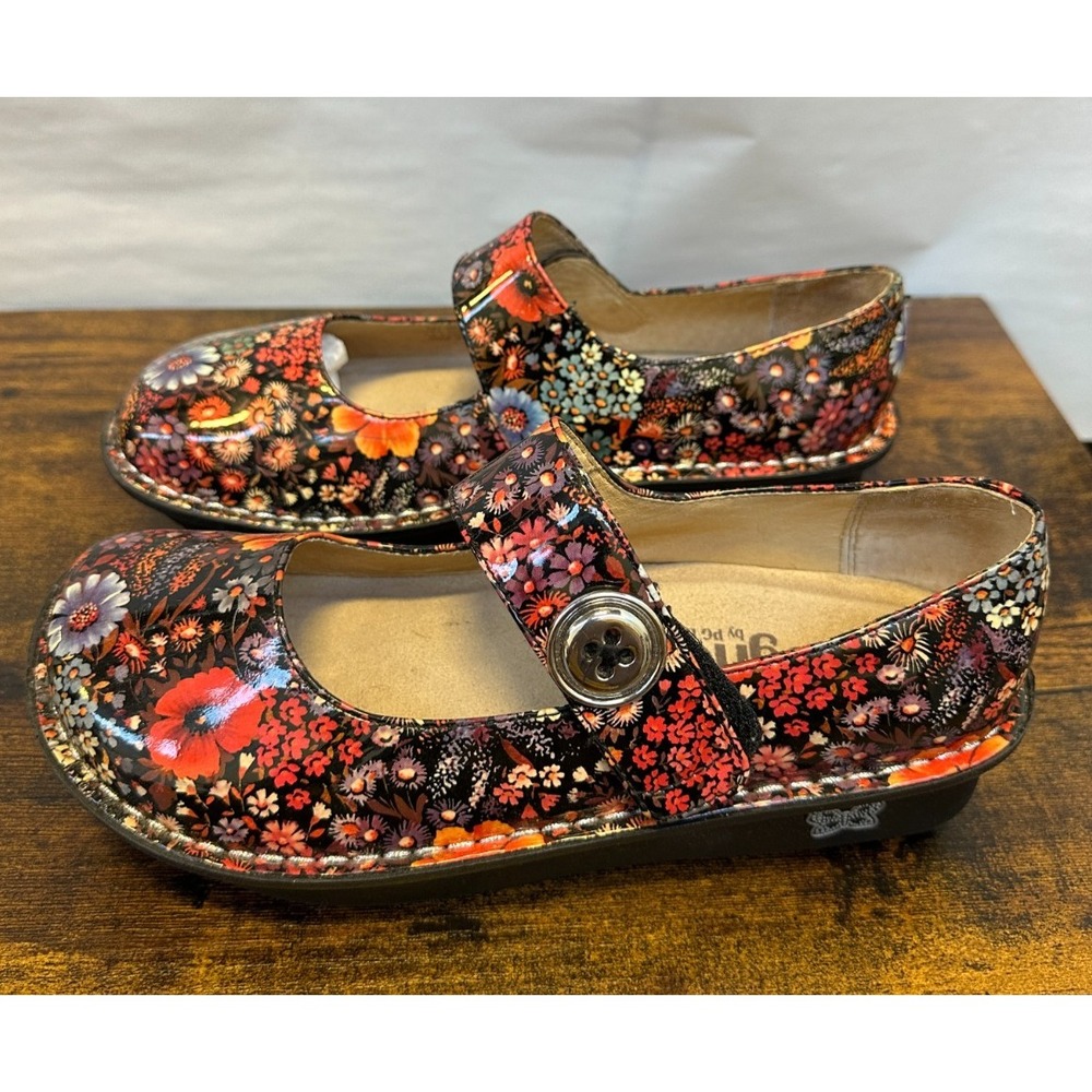 Alegria Floral Patent Leather Mary Jane Shoes Floral Platform Size 37 US 7 / 7.5 - Picture 4 of 11